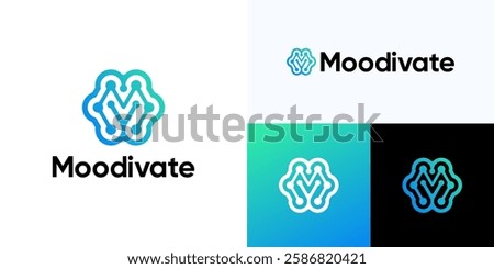 Letter M tech logo, simple digital connection software technology logo. creative modern icon for construction technology or logo template for digital communication concept or brain tech logo vector.