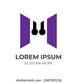 plantilla de logotipo técnico de letra M, letra M y placa de circuito, logotipo combinado con estilo de color negro y púrpura plano