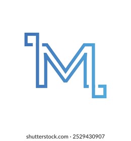 Letter M Techno Line logo icon vector