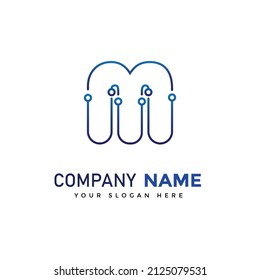 plantilla de logotipo de diseño de tecnología de letra M, gráfico vectorial de ilustración de icono
