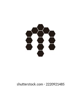 Tecnología de letra M, símbolo geométrico hexágono simple vector de logotipo