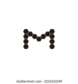 Letter M technology, hexagons geometric symbol simple logo vector