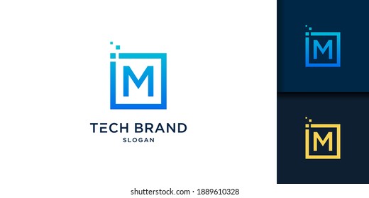 Plantilla de diseño de logotipo de tecnología de letra m