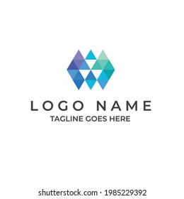 diseño del logotipo de la tecnología letter m en estilo de polígono