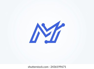 Letter M Technology Logo. letter M with tech style logo design inspiration. Flat Vector Logo Design. vector illustration