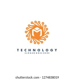 Letter M technology logo template vector illustration