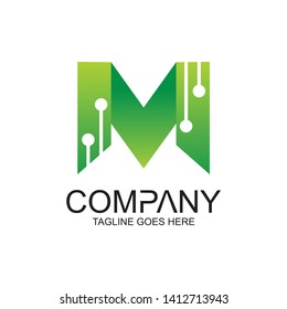 Letter M Technology Logo Vector