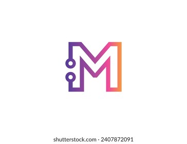 Letter M Technology vector monogram logo design template. Letter M molecule, Science and Bio technology Vector logo