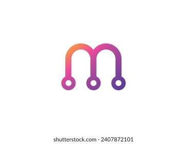 Letter M Technology vector monogram logo design template. Letter M molecule, Science and Bio technology Vector logo