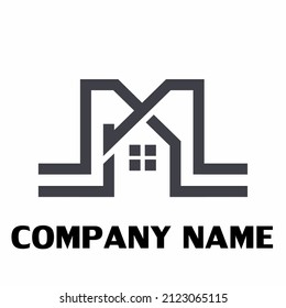 The letter M that forms the house logo, is perfect for real estate logos