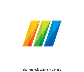 Letter M Three Color Poly Shape Logo Design Template Element