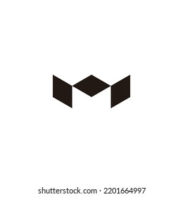 Letter M three gems, geometric symbol simple logo vector