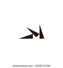 Letra M tres triángulos símbolo geométrico simple vector de logotipo