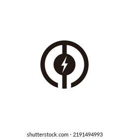 Letra M trueno, símbolo geométrico círculo simple vector logo