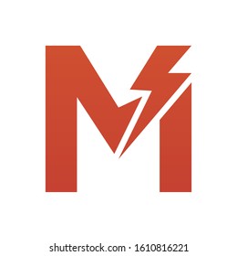 Letter M thunder power shape logo icon. Electrical Icon logo concept.