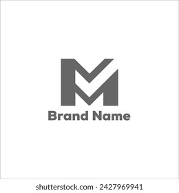 letter m tick mark vector logo template