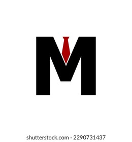 letter M and tie logo, initial m logo for men's brand