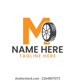 Letter M Tire Logo For Car Repair  Automotive Motor Logo Design Vector Template