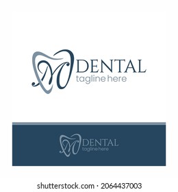 Letter M Tooth Dental Logo Design