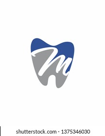 Letter M With Tooth Logo Vector 001