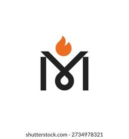 Letter M Fackel Logo Design 