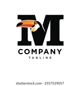 Letter M Toucan Logo Icon Vector