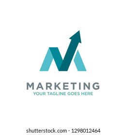 letter M trade marketing logo design vector. with initial M as chart diagram graphic 