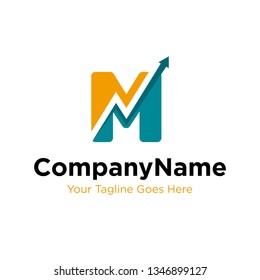 letter M trade marketing logo design vector. initial M and chart diagram graphic concept. company, corporate, business, finance symbol icon. 