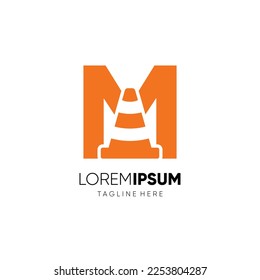 Logo-Design-Vektorgrafik-Grafik-Emblem-Illustration von Letter M Traffic Cone