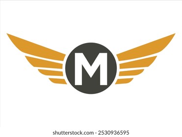 Letter M Transportation Logo Design. Wing Symbol For Freight Sign