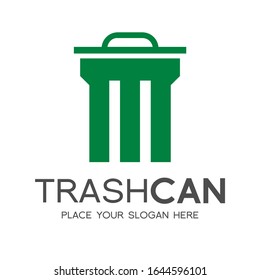 Letter M trash can vector logo template. This design use green color and nature theme. Suitable for recycle, reduce, font and text.