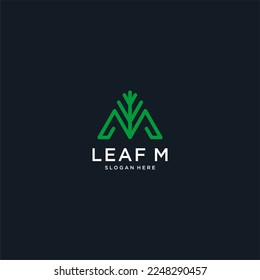 letter m with tree logo design