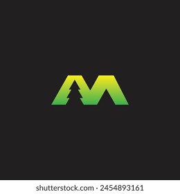 letter M tree simple vector logo symbol