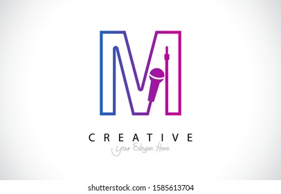 Letter M Trendy Design Logo Concept. Creative Icon Logo with Microphone Shape Vector Illustration.