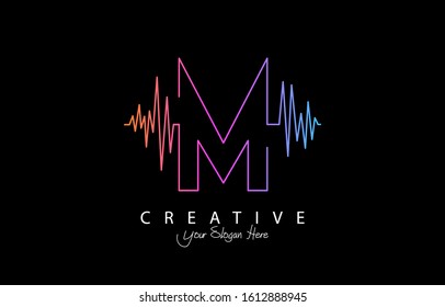 Letter M Trendy Design Logo Concept. Creative Icon Logo with Sound Wave Vector Illustration.