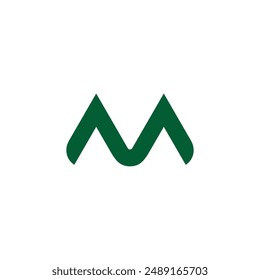 letter m triangle green mountain simple logo vector 