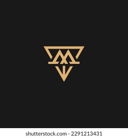 Monograma del logotipo del triángulo de la letra M, símbolo de combinación de la marca de línea M superpuesta,
