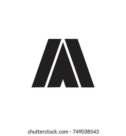 letter a or m triangle logo vector