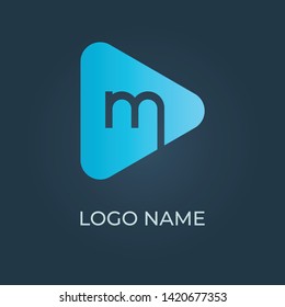 Letter "M" with triangle shape logo isolated. Vector image
