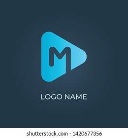 Letter "M" with triangle shape logo isolated. Vector image