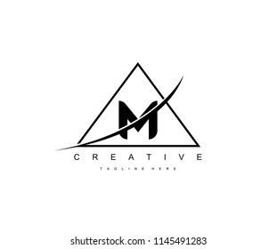 Letter M Triangle Swoosh Logo Design