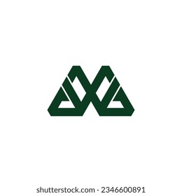 letter m triangles simple geometric logo vector 
