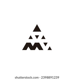 Letter M triangles, triangle geometric symbol simple logo vector