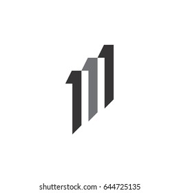 Letter M with triple number One logo design vector