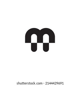 
Letter m two capsules simple symbol logo vector