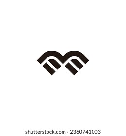Letra m dos símbolo geométrico de diamante simple vector de logotipo