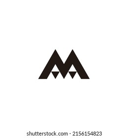 letra M dos gemas símbolo geométrico simple logo vector
