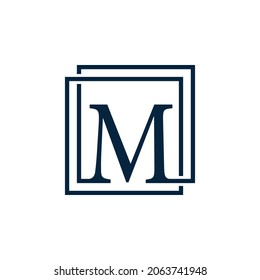 Buchstabe M mit zwei Quadraten Logo, Vektorgrafik Design-Vorlage.
