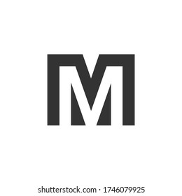 Letra M vector de logotipo de tipografía con diseño de estilo de espacio negativo aislado en fondo blanco