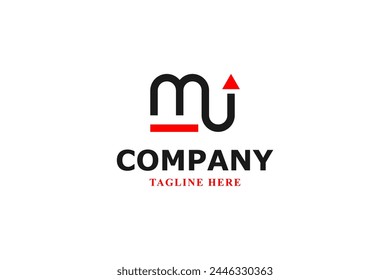 letter m and u arrow minimal logo